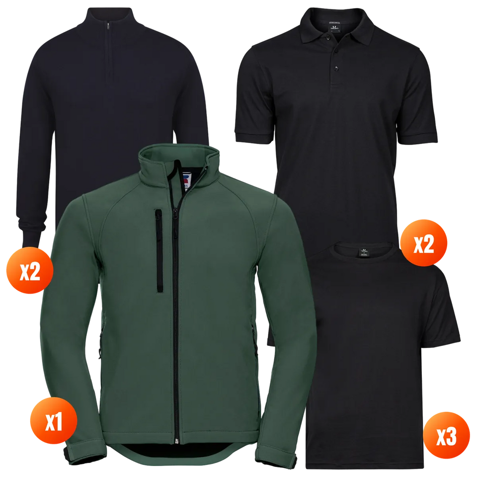 The Workwear Co Tee Jays x2 Polo + x3 Tee + x2 Quarter-Zip + Softshell Pack