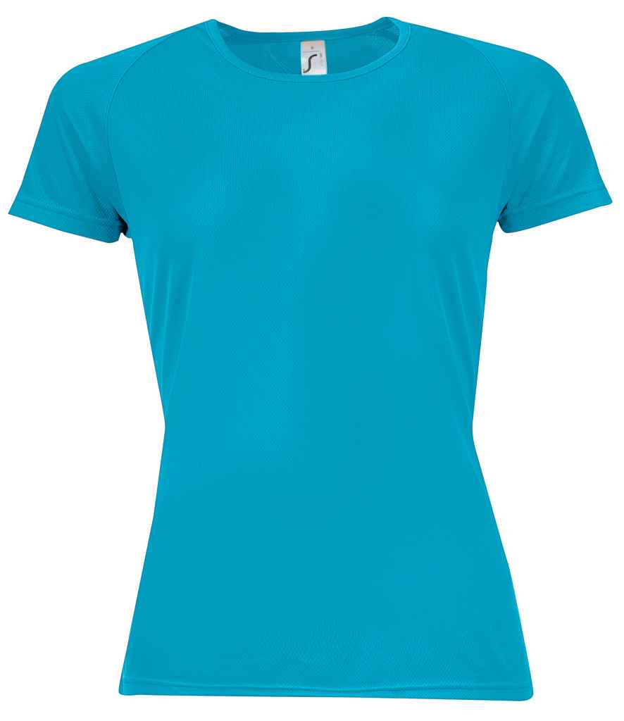 SOL'S Ladies Sporty Performance T-Shirt in Aqua, front view