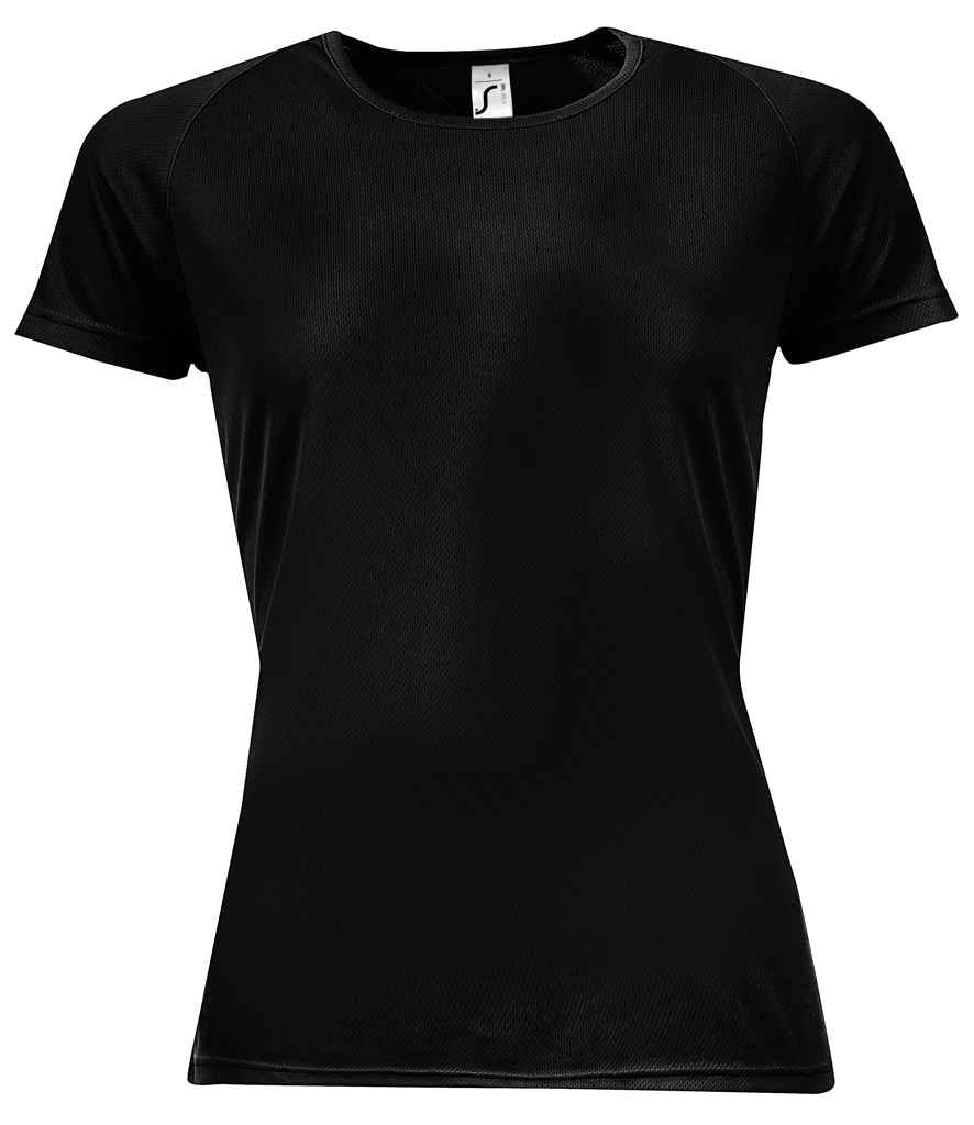 SOL'S Ladies Sporty Performance T-Shirt in Black, front view