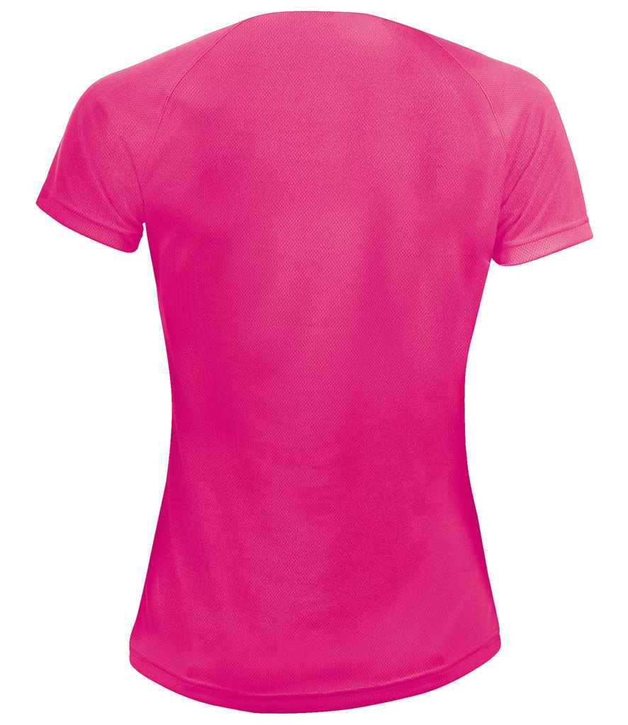 SOL'S Ladies Sporty Performance T-Shirt in Neon Pink, back view