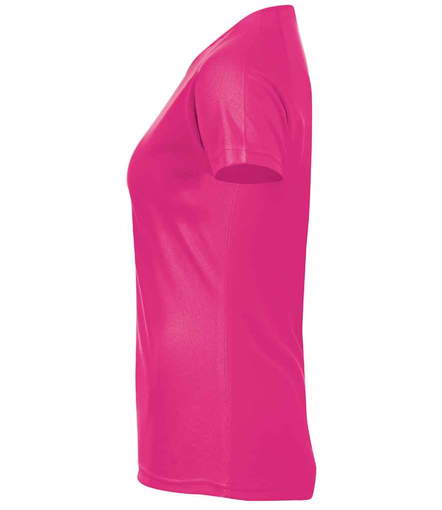 SOL'S Ladies Sporty Performance T-Shirt in Neon Pink, side view