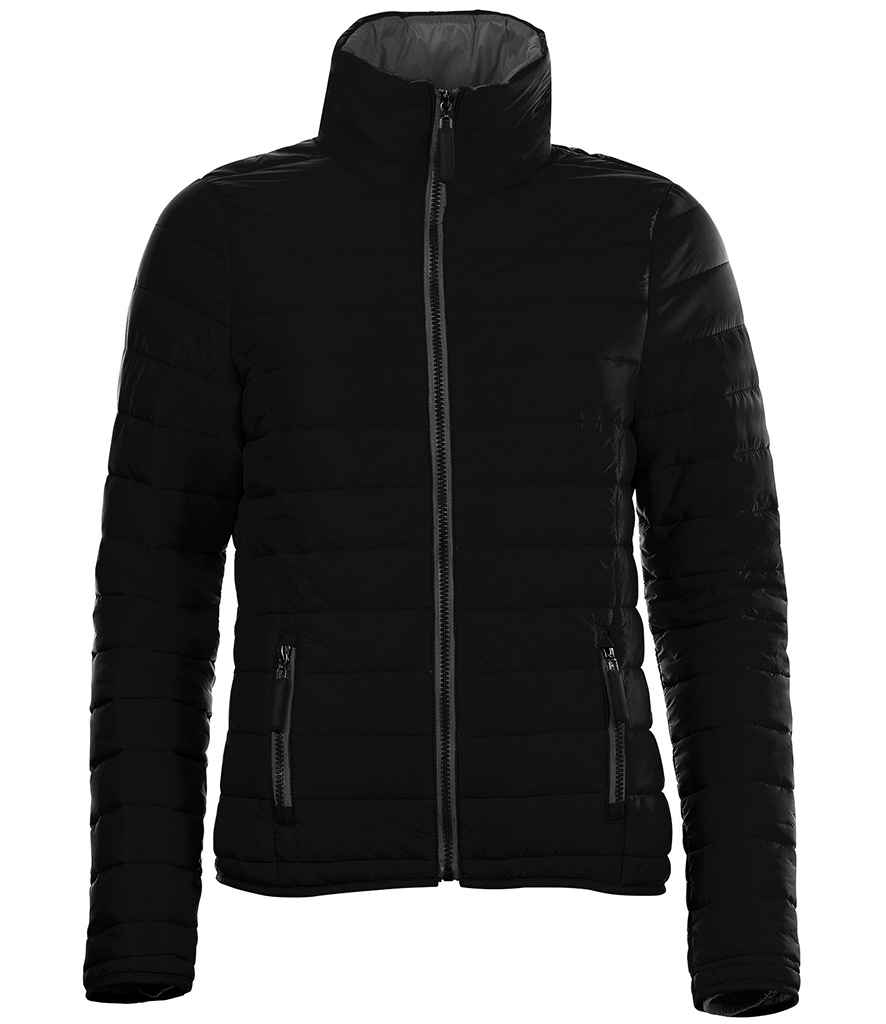 SOL'S Ladies Ride Padded Jacket in Black, front view