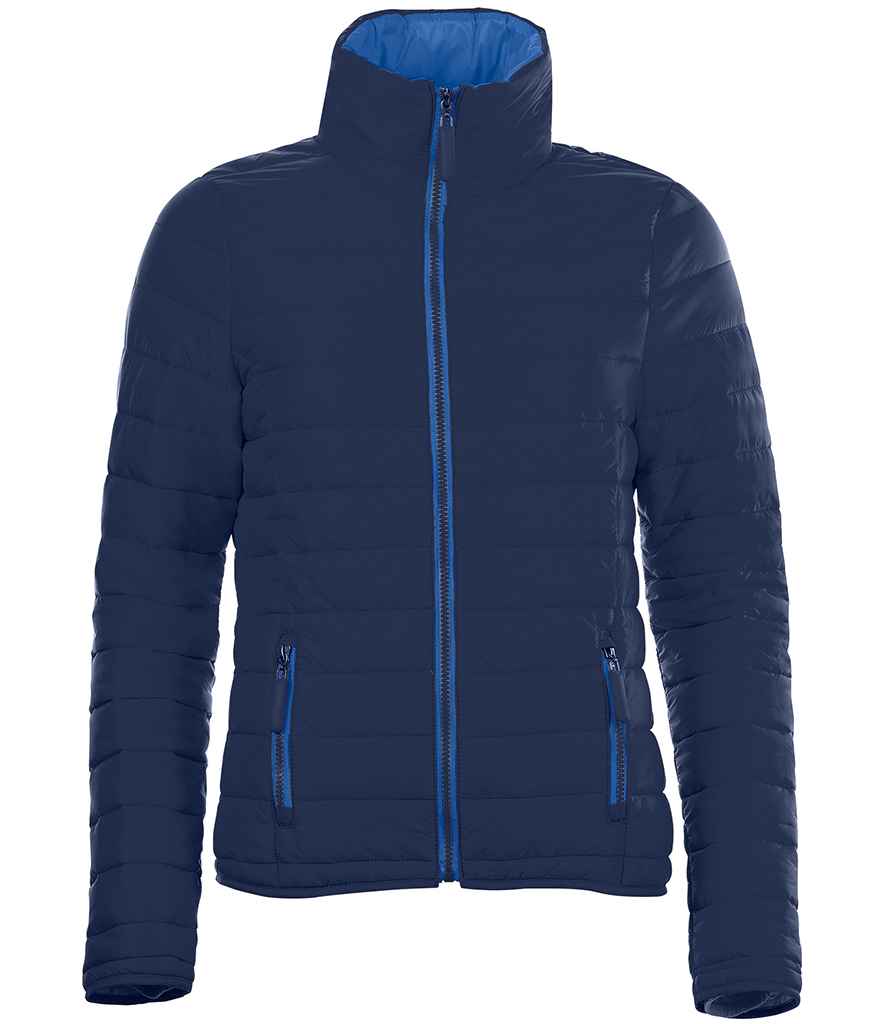 SOL'S Ladies Ride Padded Jacket in Navy, front view