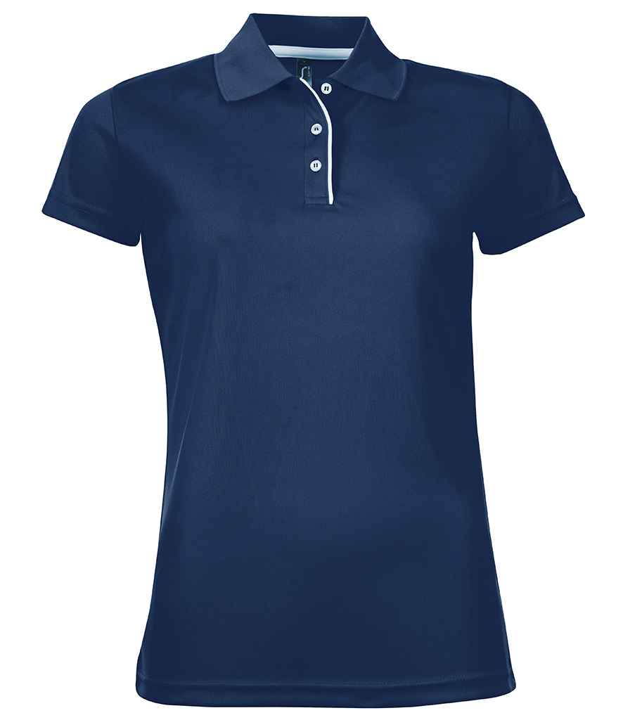 SOL'S Ladies Performer Piqué Polo Shirt in French Navy, front view