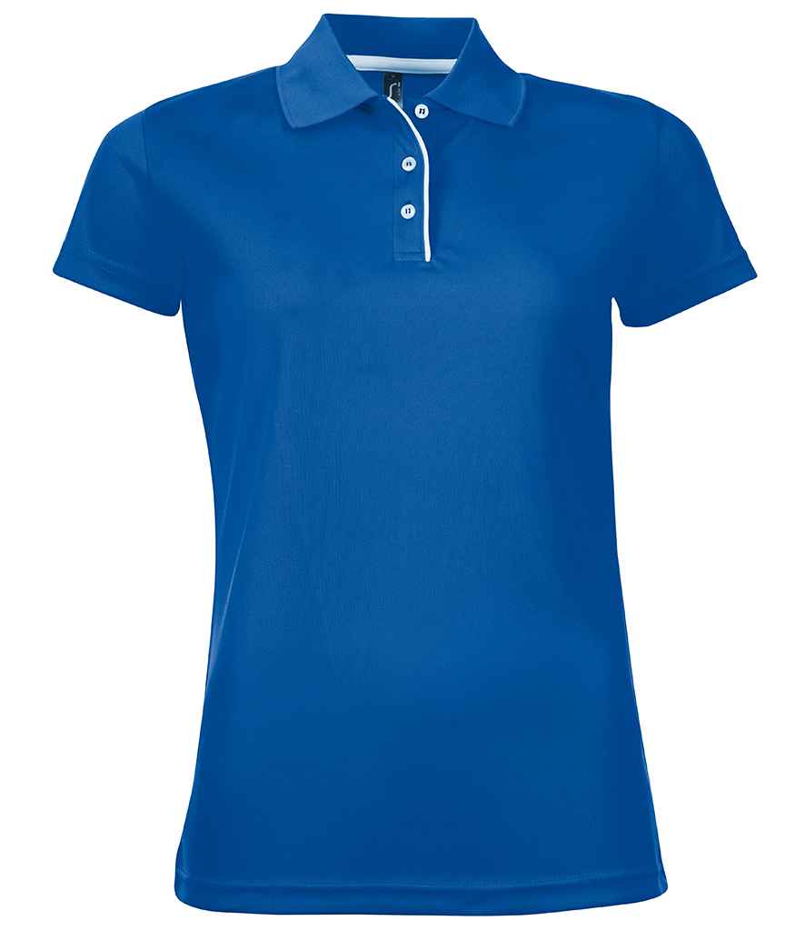 SOL'S Ladies Performer Piqué Polo Shirt in Royal Blue, front view