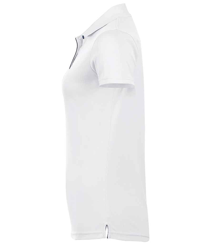 SOL'S Ladies Performer Piqué Polo Shirt in White, side view