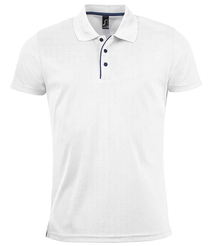 SOL'S Performer Piqué Polo Shirt in White, front view