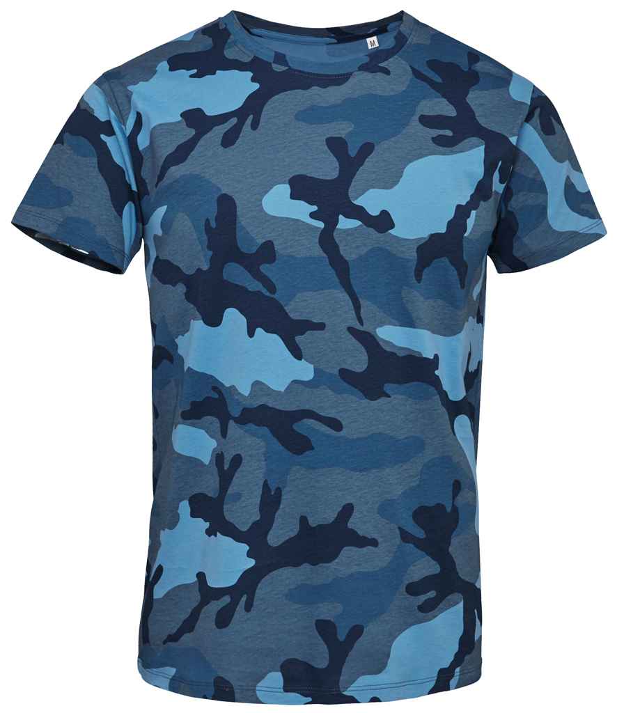 SOL'S Camo T-Shirt in Blue Camo, front view