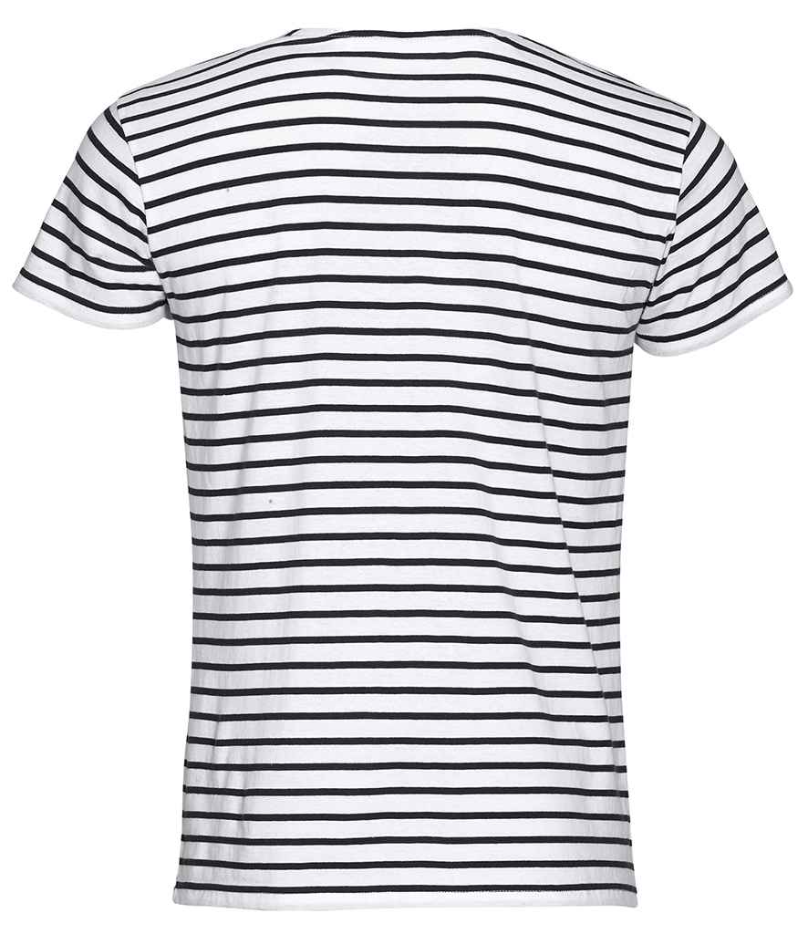 SOL'S Miles Striped T-Shirt in White/Navy, back view