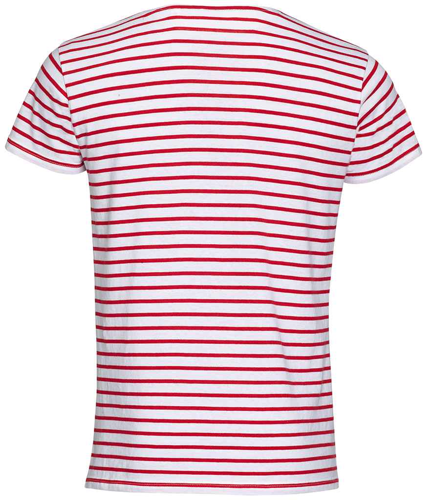 SOL'S Miles Striped T-Shirt in White/Red, back view