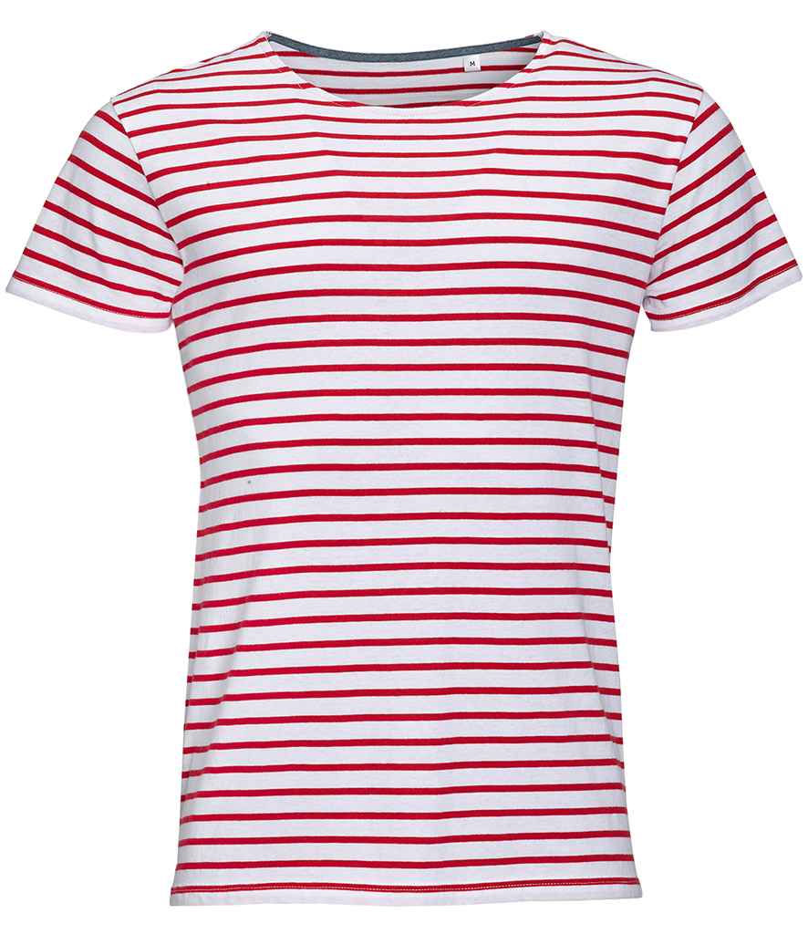 SOL'S Miles Striped T-Shirt in White/Red, front view