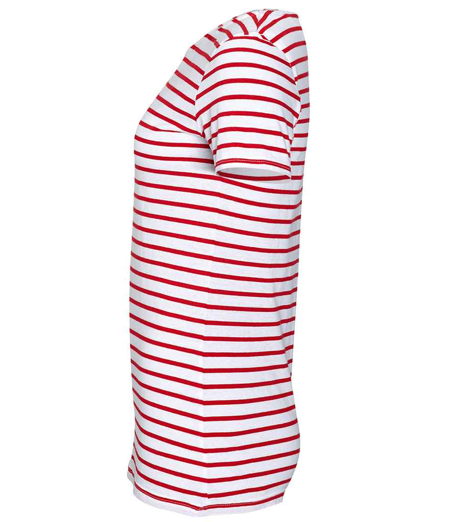 SOL'S Ladies Miles Striped T-Shirt in White/Red, side view