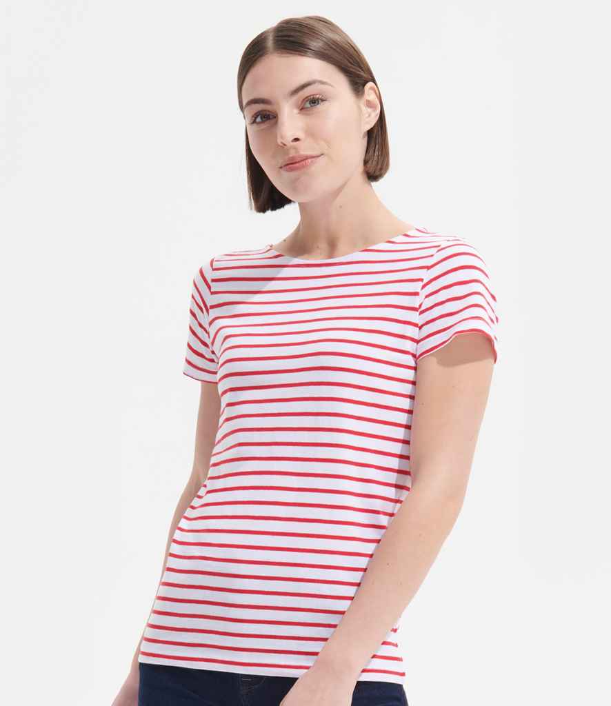 SOL'S Ladies Miles Striped T-Shirt, front view