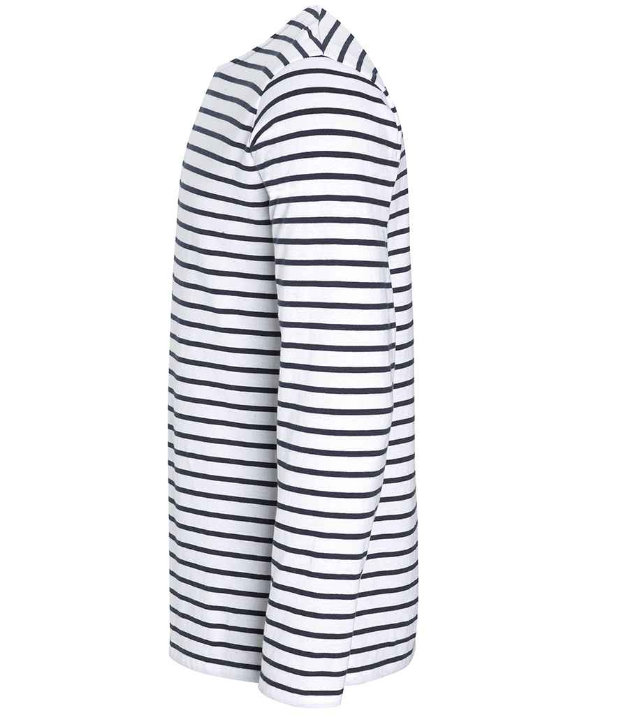 SOL'S Marine Long Sleeve Striped T-Shirt in White/Navy, side view