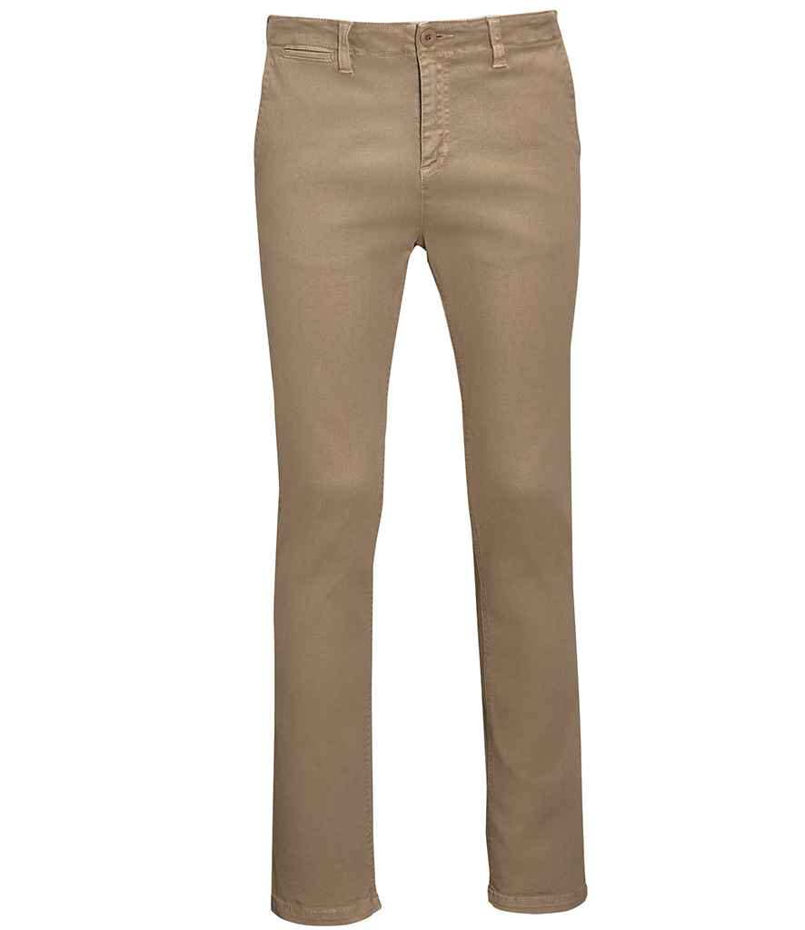 SOL'S Jules Chino Trousers in Chestnut, front view