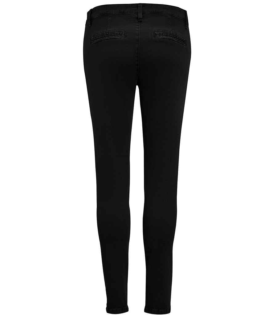 SOL'S Ladies Jules Chino Trousers in Black, back view