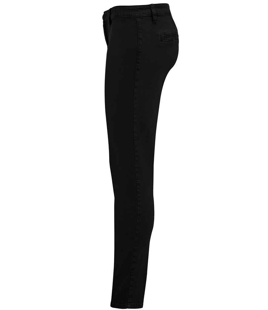 SOL'S Ladies Jules Chino Trousers in Black, side view