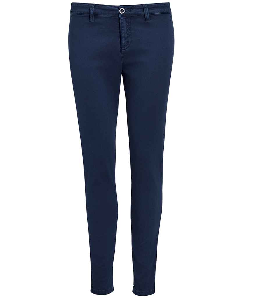 SOL'S Ladies Jules Chino Trousers in French Navy, front view