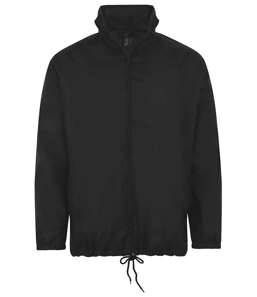 SOL'S Unisex Shift Windbreaker Jacket in Black, front view