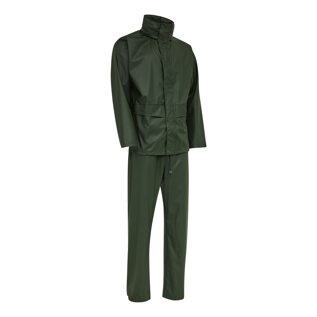 ELKA Rainwear Dry Zone Rain Jacket and Rain Pants PU Rain Set in Olive, front view