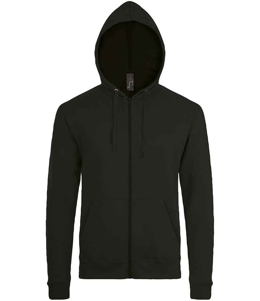 SOL'S Stone Zip Hooded Sweatshirt in Black, front view