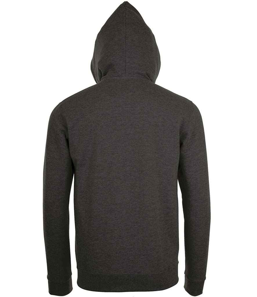 SOL'S Stone Zip Hooded Sweatshirt in Charcoal Marl, back view