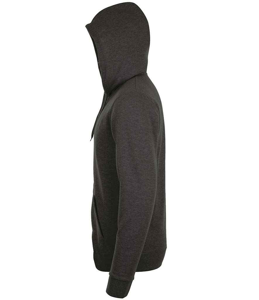 SOL'S Stone Zip Hooded Sweatshirt in Charcoal Marl, side view