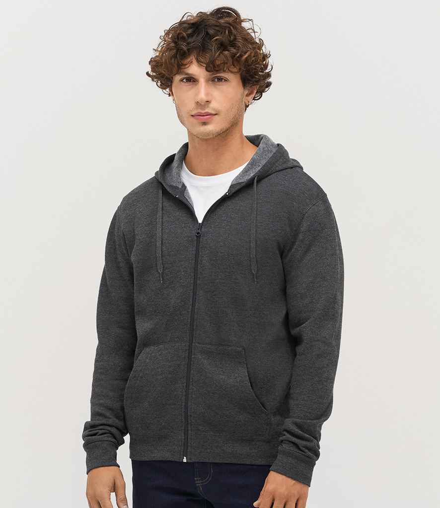 SOL'S Stone Zip Hooded Sweatshirt in Charcoal Marl