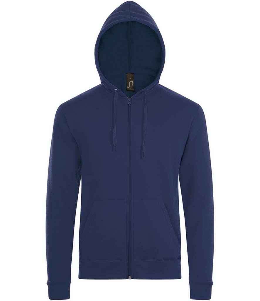 SOL'S Stone Zip Hooded Sweatshirt in French Navy, front view