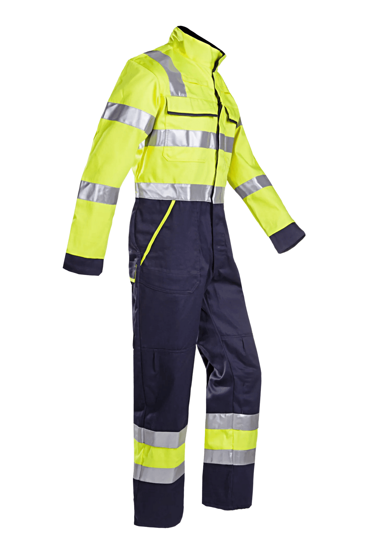 Sioen PRO Macas in High-vis yellow/Navy blue, side view