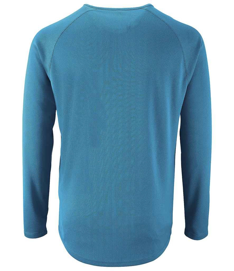 SOL'S Sporty Long Sleeve Performance T-Shirt in Aqua, back view