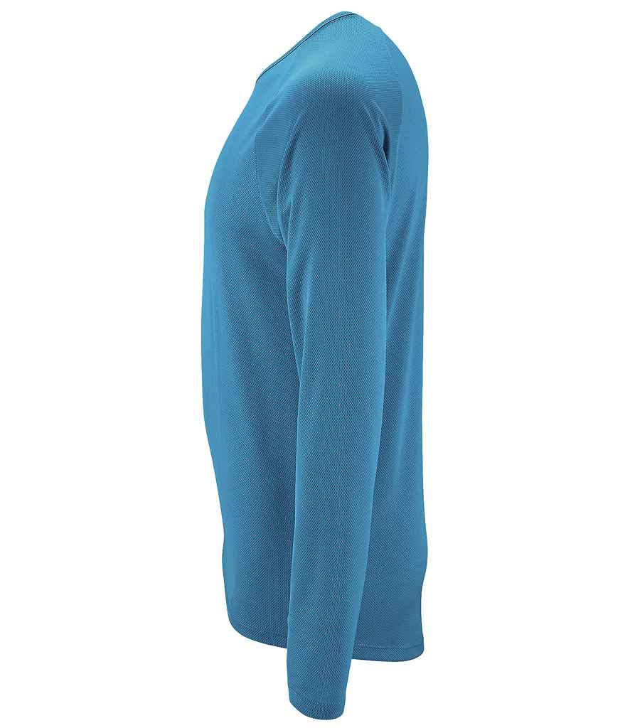 SOL'S Sporty Long Sleeve Performance T-Shirt in Aqua, side view