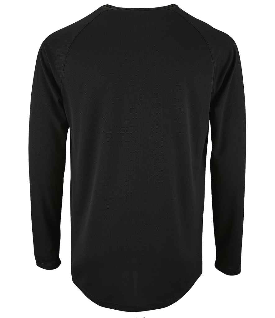 SOL'S Sporty Long Sleeve Performance T-Shirt in Black, back view