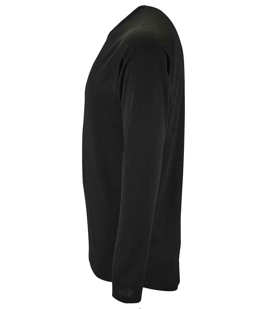 SOL'S Sporty Long Sleeve Performance T-Shirt in Black, side view