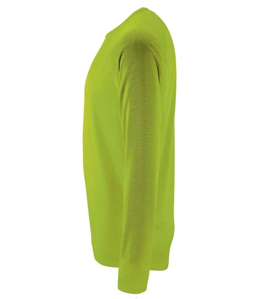 SOL'S Sporty Long Sleeve Performance T-Shirt in Neon Green, side view