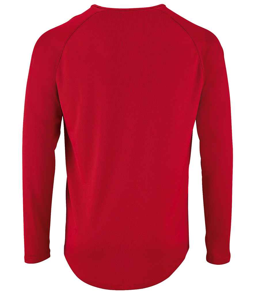SOL'S Sporty Long Sleeve Performance T-Shirt in Red, back view