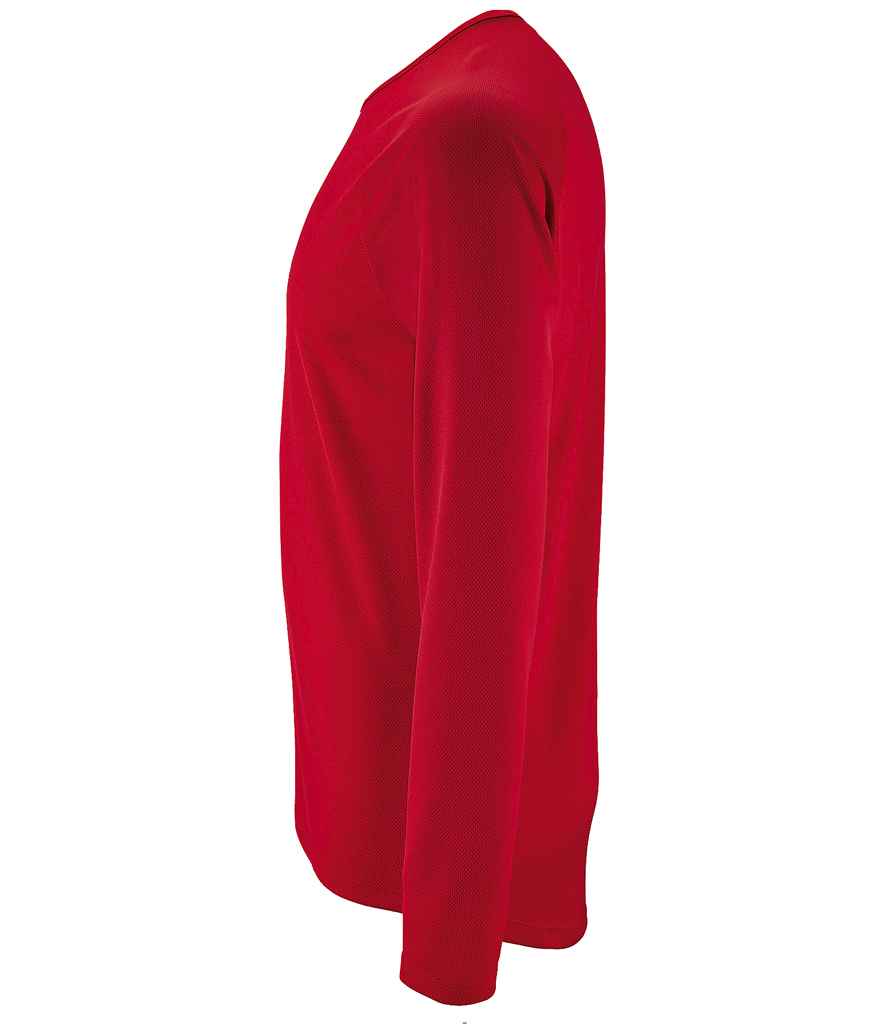 SOL'S Sporty Long Sleeve Performance T-Shirt in Red, side view