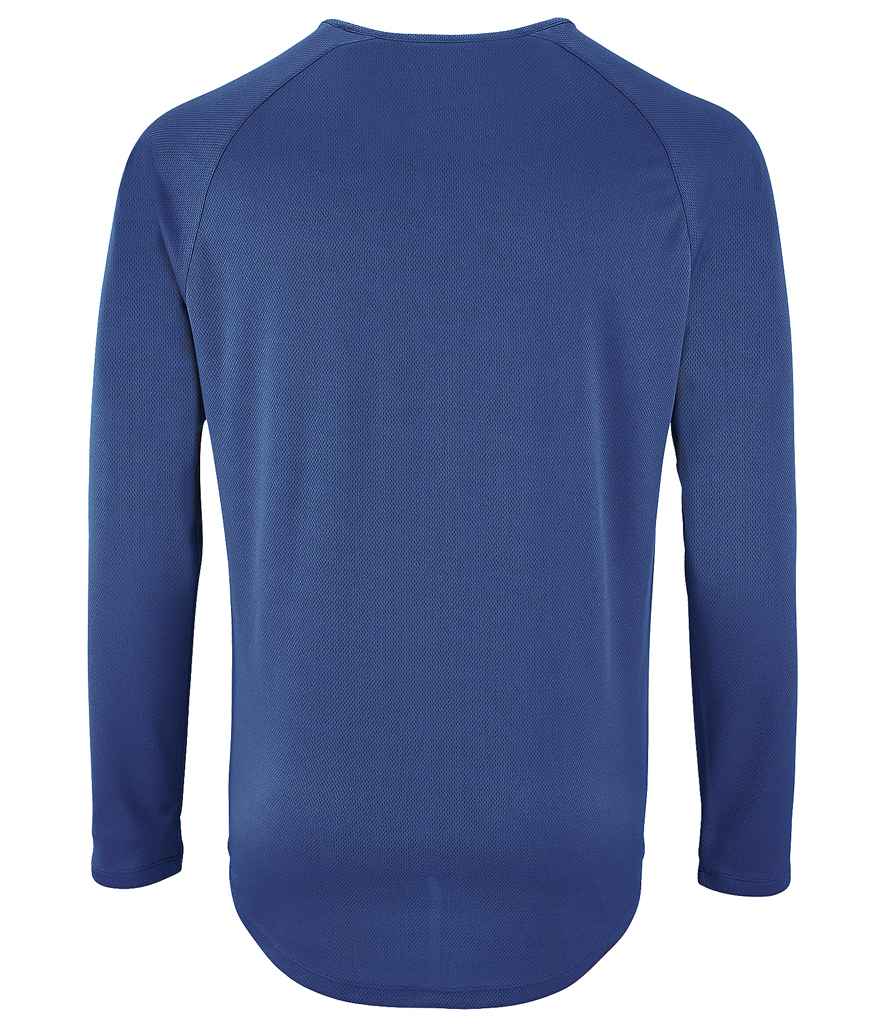 SOL'S Sporty Long Sleeve Performance T-Shirt in Royal Blue, back view
