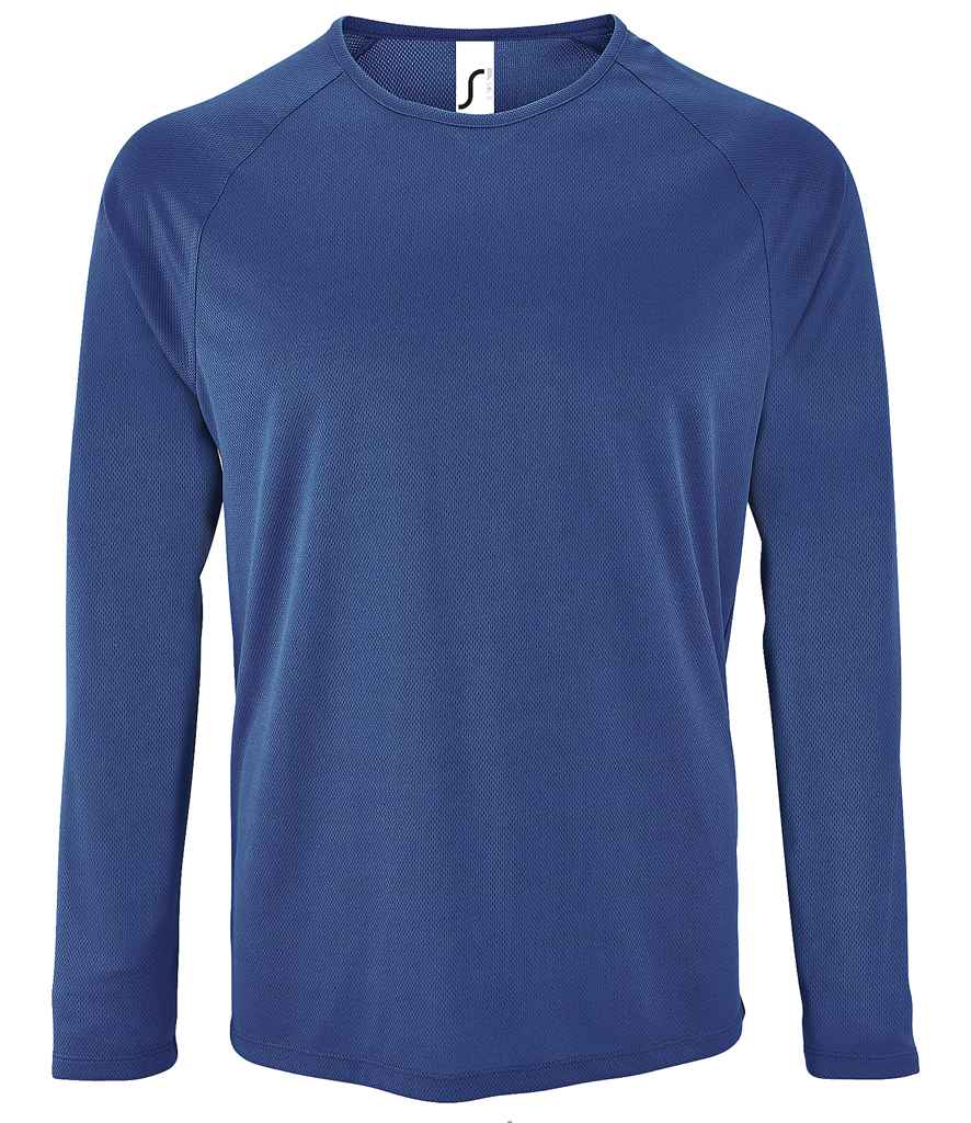 SOL'S Sporty Long Sleeve Performance T-Shirt in Royal Blue, front view