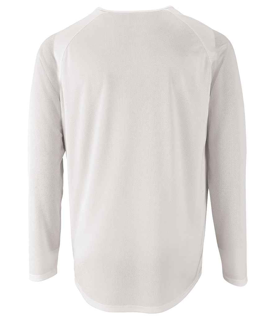 SOL'S Sporty Long Sleeve Performance T-Shirt in White, back view
