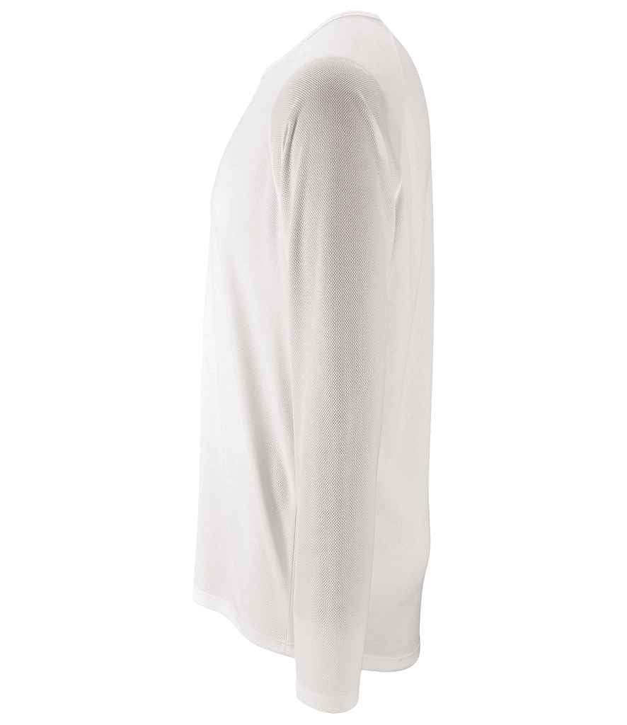 SOL'S Sporty Long Sleeve Performance T-Shirt in White, side view