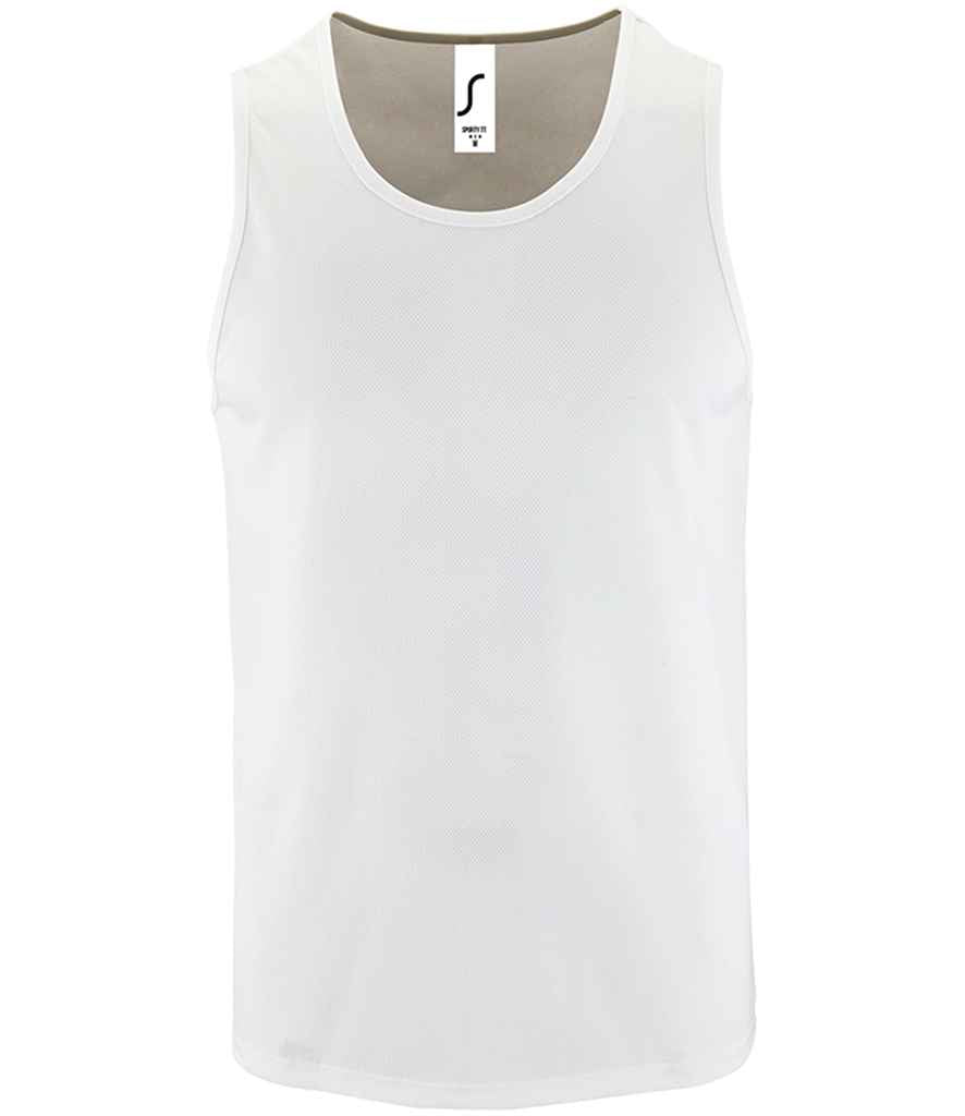 SOL'S Sporty Performance Tank Top in White, front view