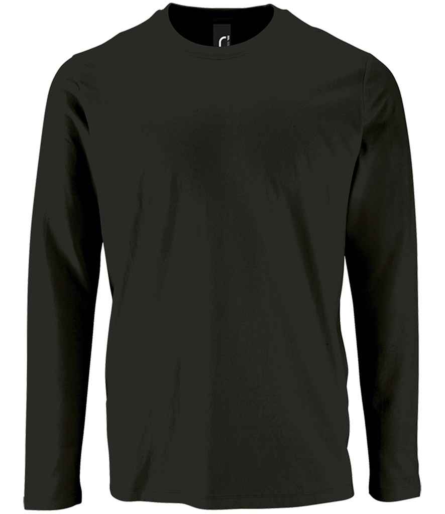 SOL'S Imperial Long Sleeve T-Shirt in Deep Black, front view