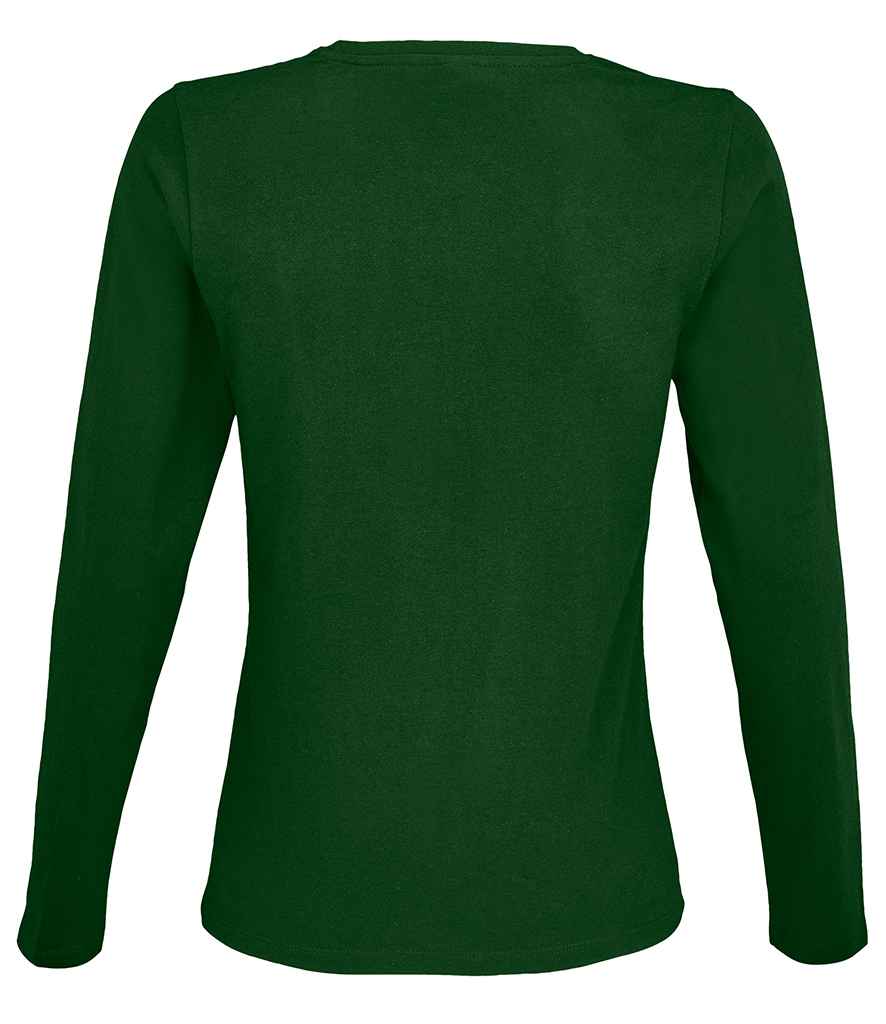 SOL'S Ladies Imperial Long Sleeve T-Shirt in Bottle Green, back view