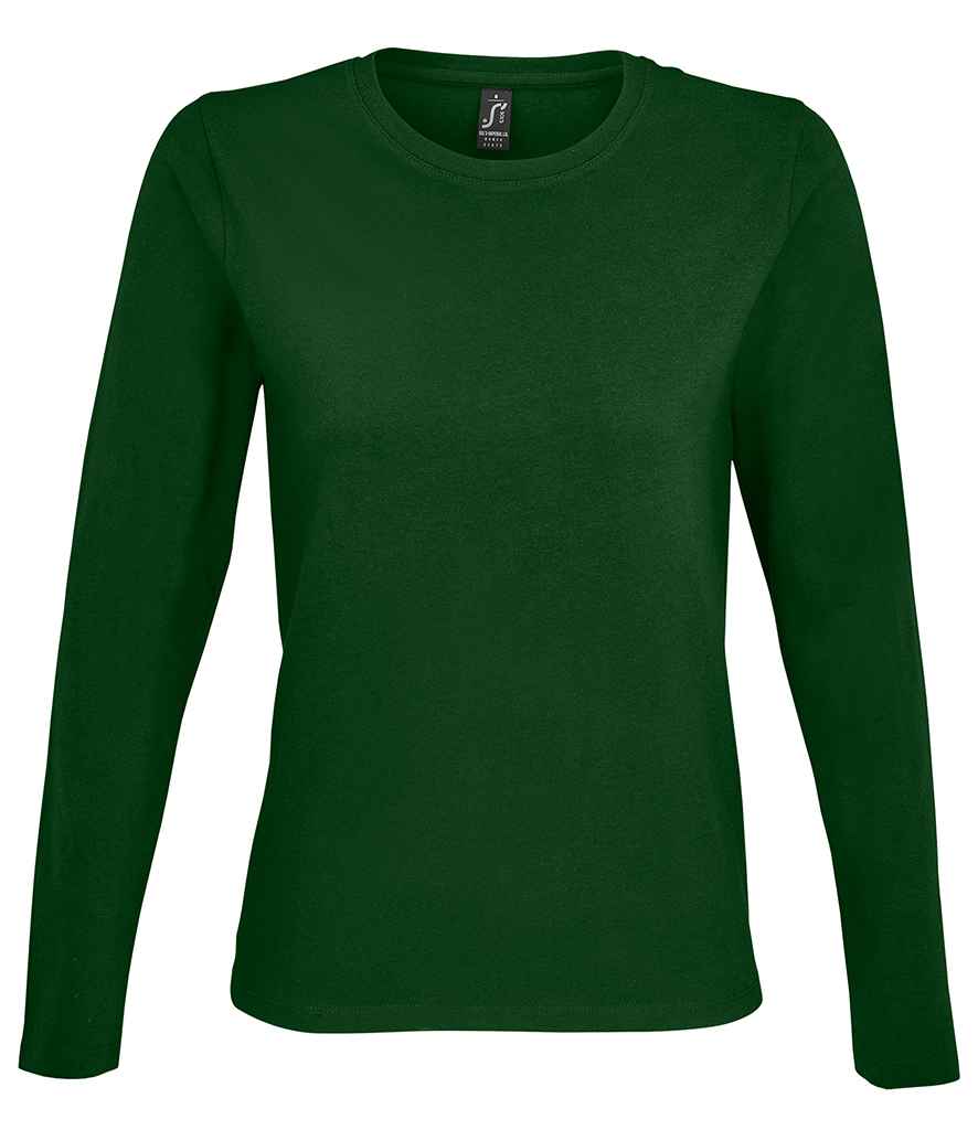 SOL'S Ladies Imperial Long Sleeve T-Shirt in Bottle Green, front view