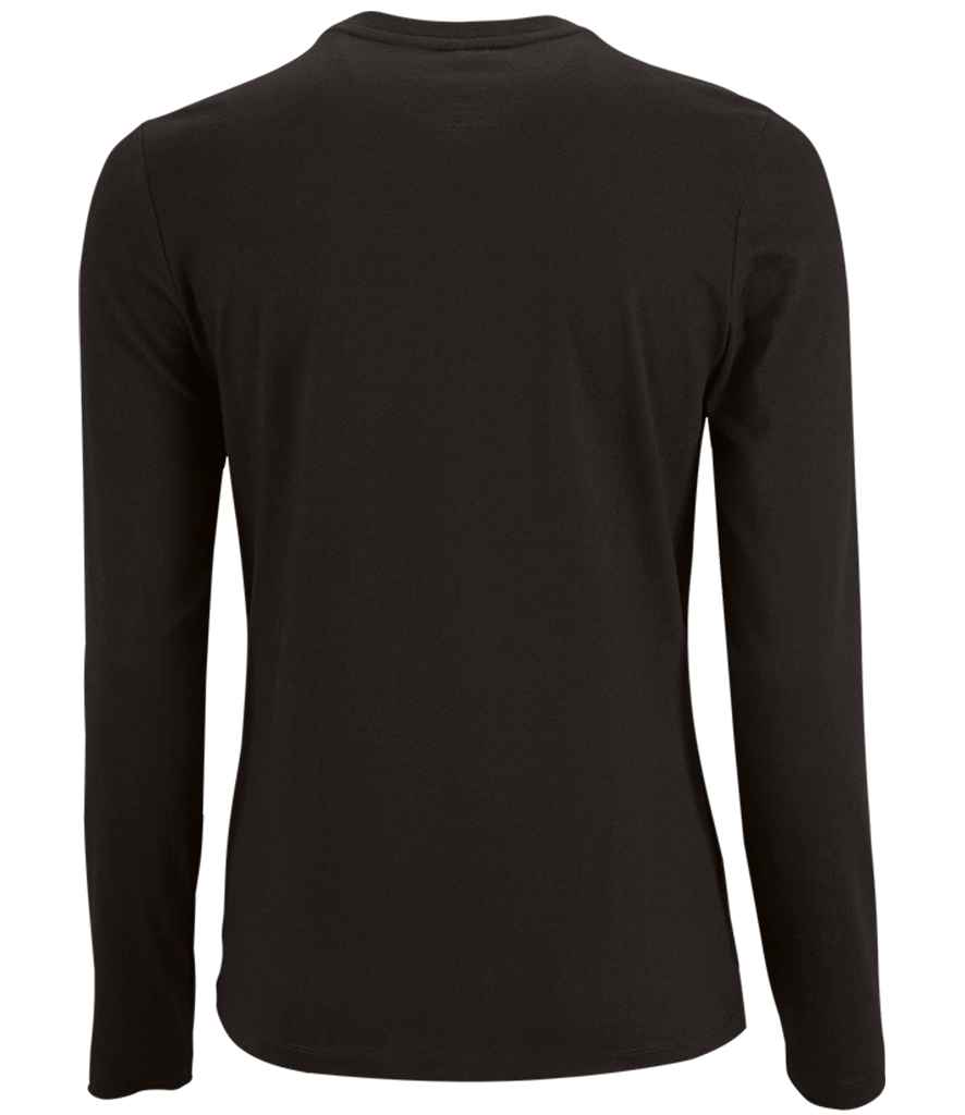 SOL'S Ladies Imperial Long Sleeve T-Shirt in Deep Black, back view