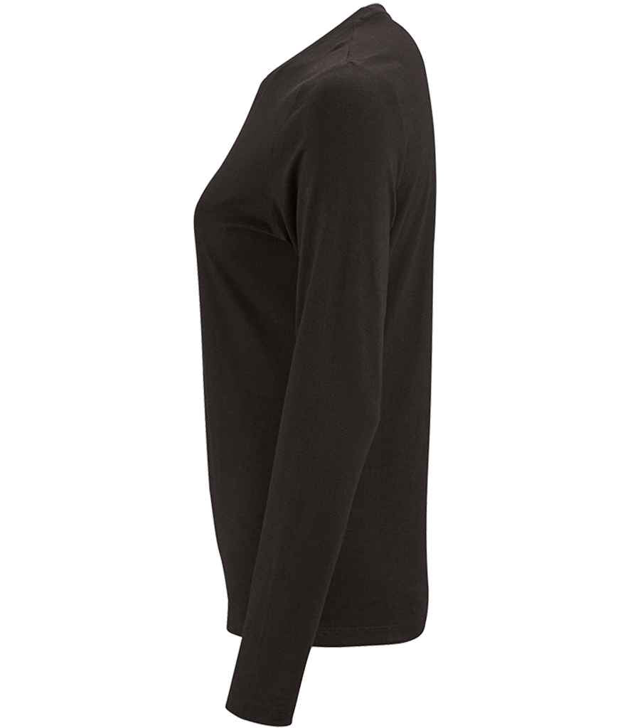 SOL'S Ladies Imperial Long Sleeve T-Shirt in Deep Black, side view