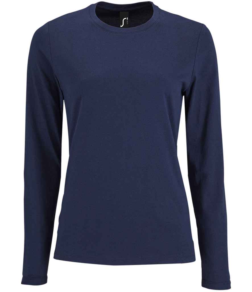 SOL'S Ladies Imperial Long Sleeve T-Shirt in French Navy, front view