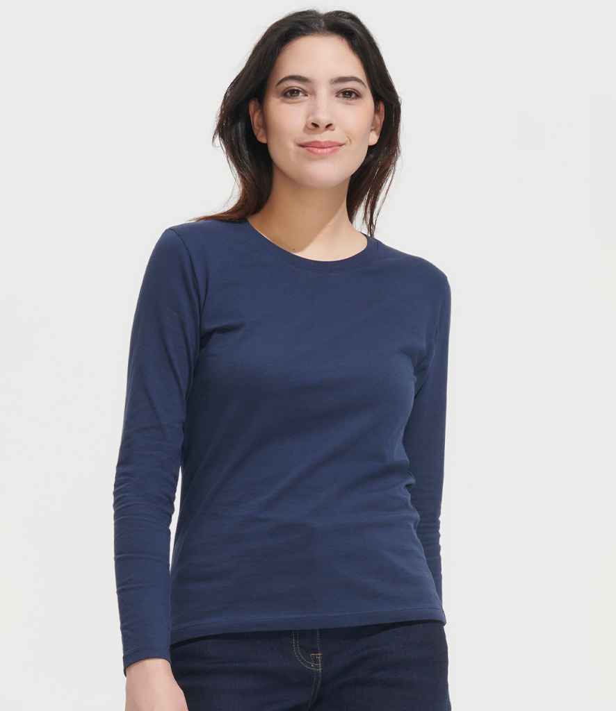 SOL'S Ladies Imperial Long Sleeve T-Shirt in French Navy