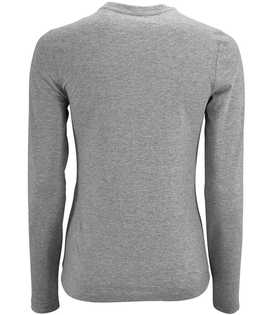 SOL'S Ladies Imperial Long Sleeve T-Shirt in Grey Marl, back view